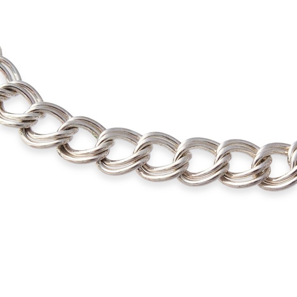 Estate Sterling Silver Double Link Chain Bracelet Signed 925 Italy SU - Picture 3 of 5